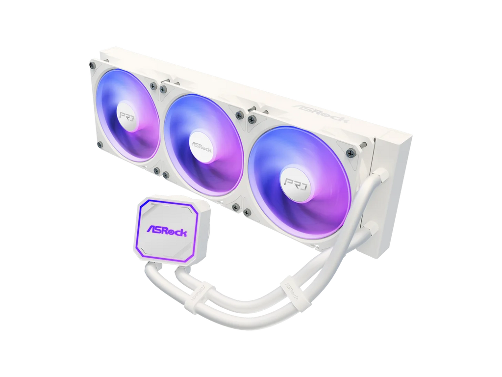 ASRock SL-850GW Gold 850W Full Modular Power Supply ASRock AIO PRO White 360 ARGB 27mm radiator, ARGB waterblock, ARGB Hub-lighting fan, white version