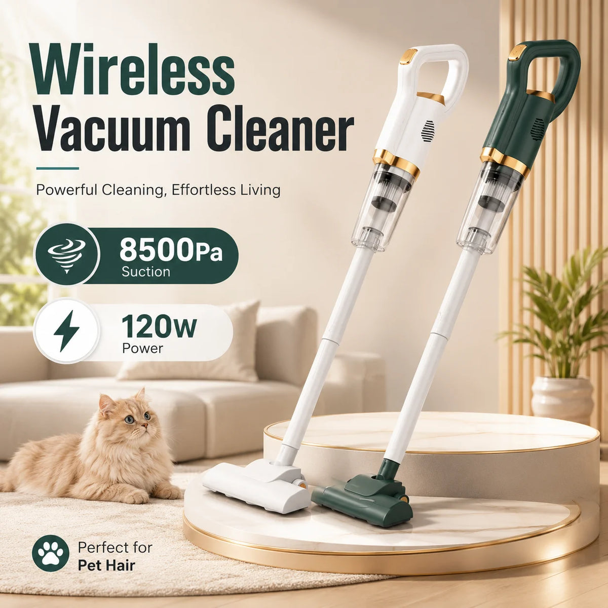 8500Pa High Power Handheld Wireless Vacuum Cleaner 120W Portable Household And Car Dual Use Dust Cleaning Machine With Brush