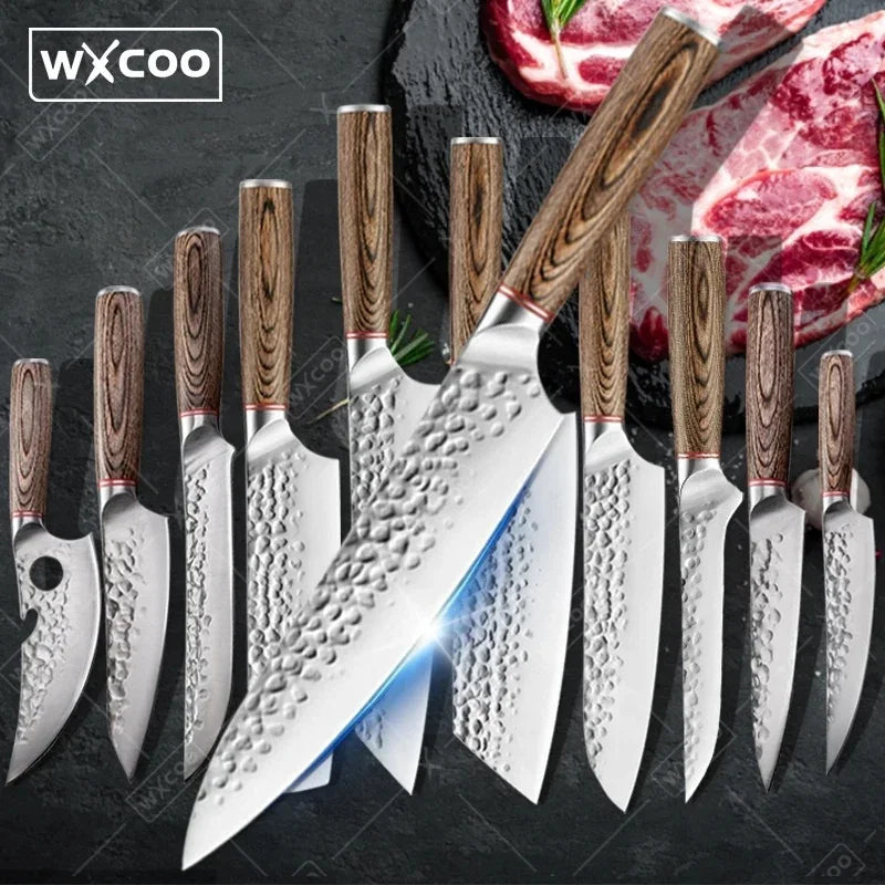 WXCOO Hand Forged Cleaver Fish Meat Cutting Kitchen Knives Butcher Boning Chopping Fruit Slaughter Knife Set