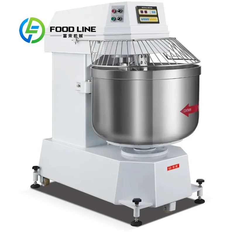 Custom Industrial Bread Bakery 25kg 50kg 100kg 150 Rpm 110v 20 kg Spiral Dough Mixer Maker Kneader Kneading Flour Mixing Machine