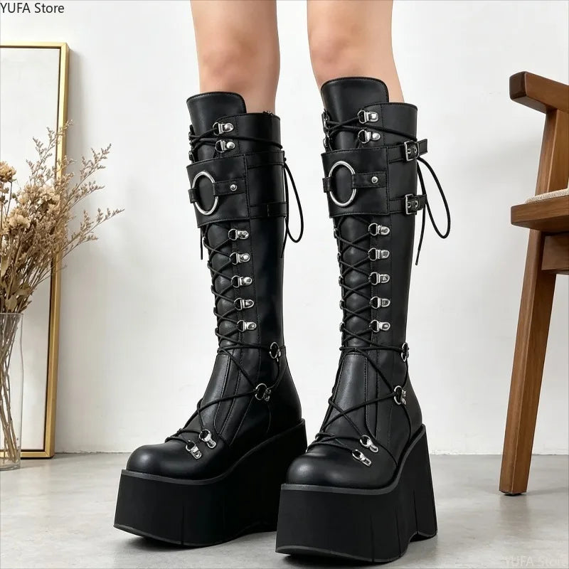 Wedges Long Boots for Women Gothic Shoes Over-the-knee Boots Cosplay High Platform Women Boots New High Heel Ladies Boot Botas