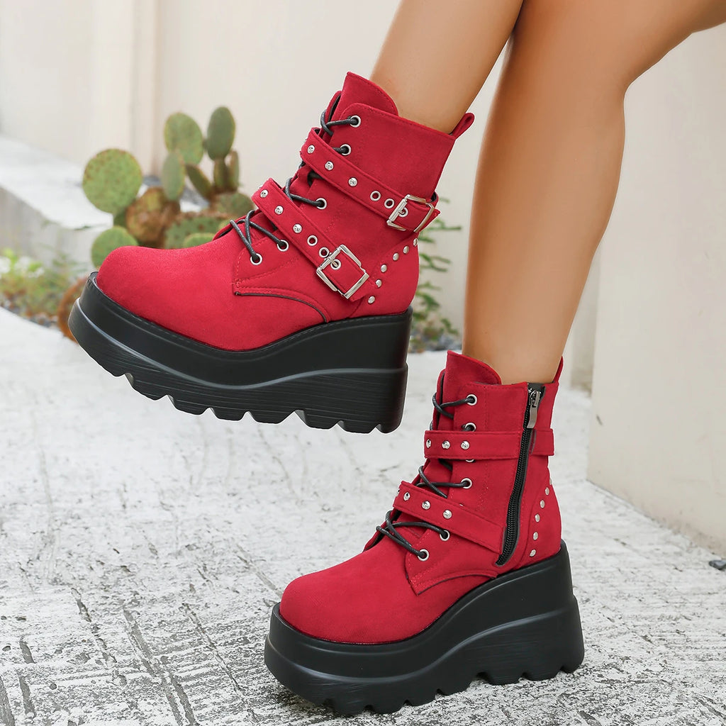 2025 Women Comfortable Ankle Boots Luxury Casual Elegant New Boots Platform Chunky Designer Shoes for Women Zapatos De Mujer