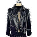 Gothic E-Girls Skull PU Leather Jacket Y2K Trendy Punk Rock Harajuku Chain Cross Street Wear Digital Glitch Core Club Goth