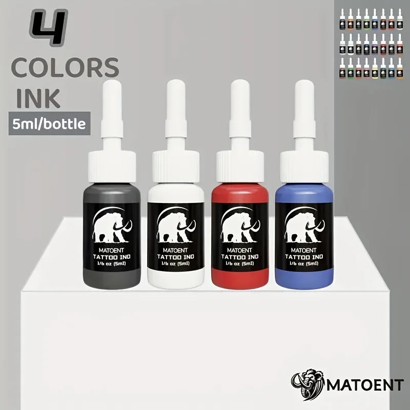 Professional Tattoo Ink Kit - Multi-Color Set, Odorless & Alcohol-Free for Beginners and Artists.