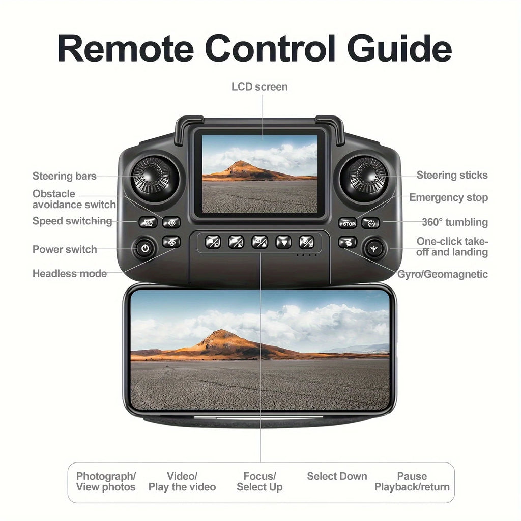 2026 Upgraded E88 PRO MAX Foldable Drone with Dual Cameras, 8K Screen Remote Control, Extra Batteries, One Key Return, Portable RC Quadcopter for Adult Beginners, Black Friday Christmas Holiday Gift
