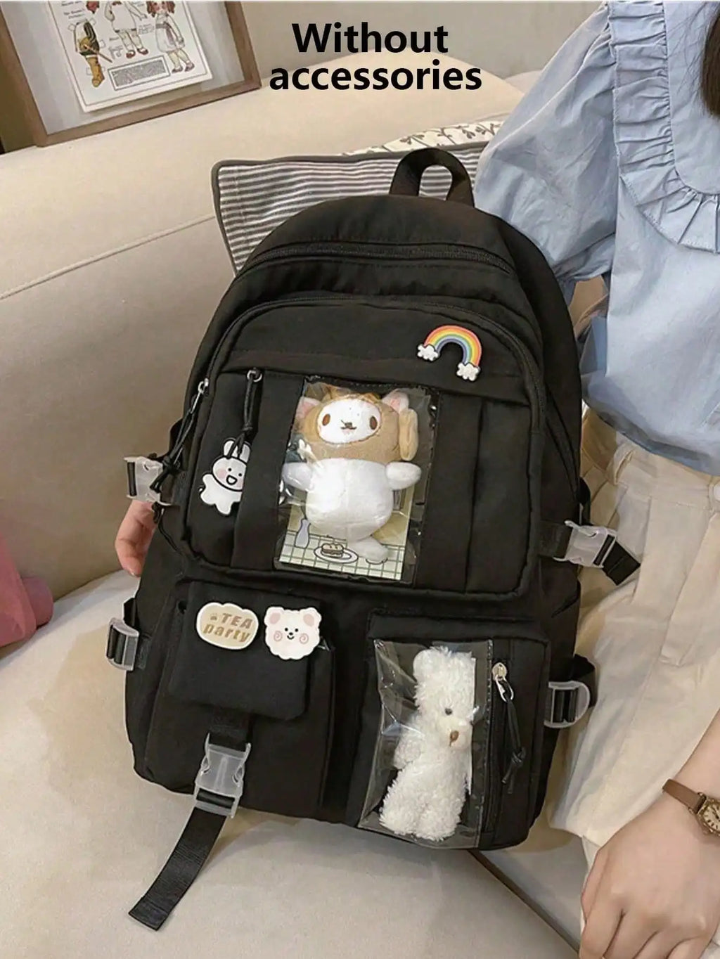 Minimalist Backpack With Practical Buckle Strap Functional Multi-Pocket School Bag For Study Heavy-Duty Laptop Bag
