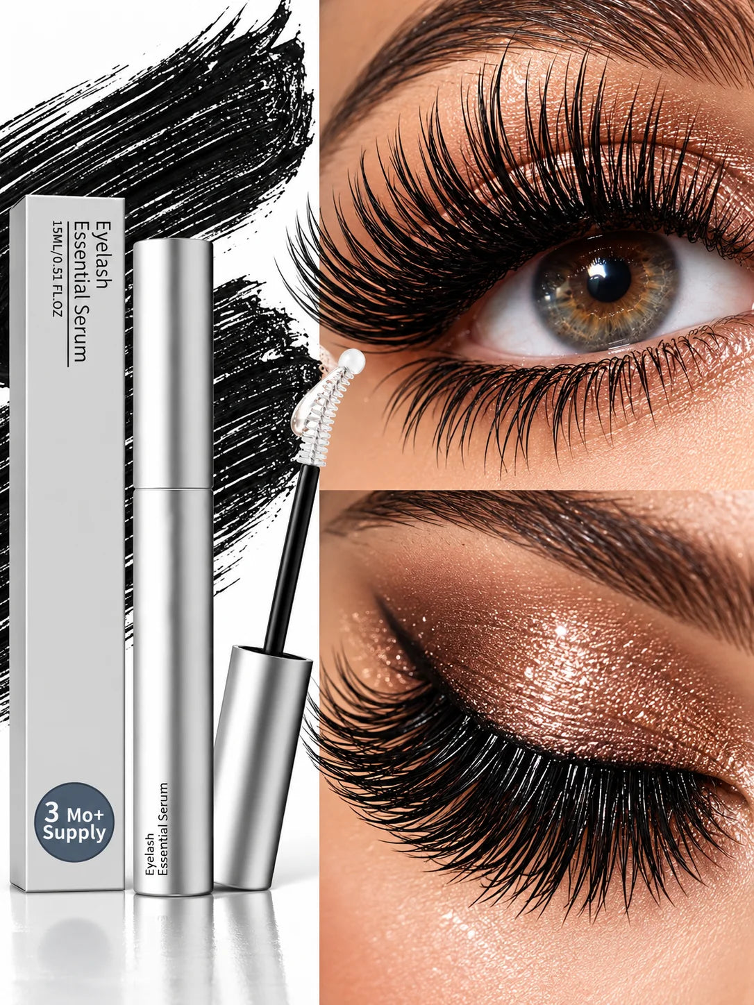 Fast Natural Curling Eyelash Essence – Precision Brush for Defined Eye Makeup, Lightweight Hydrating Formula, Daily Lash Care