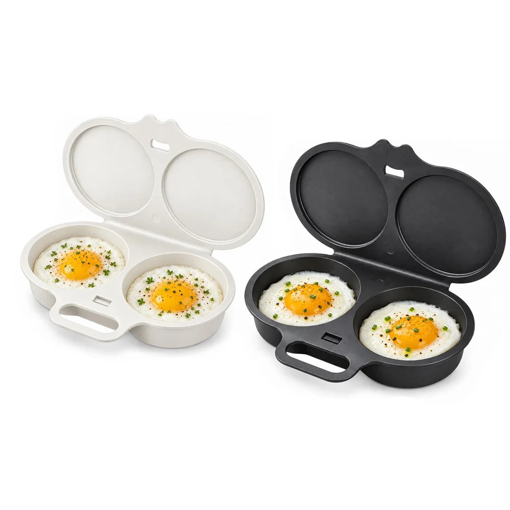 Microwave Egg Cooker Double Cavity Egg Poacher Food Grade Non Stick Egg Steamer Oil Free Breakfast Maker Reusable Kitchen Mold