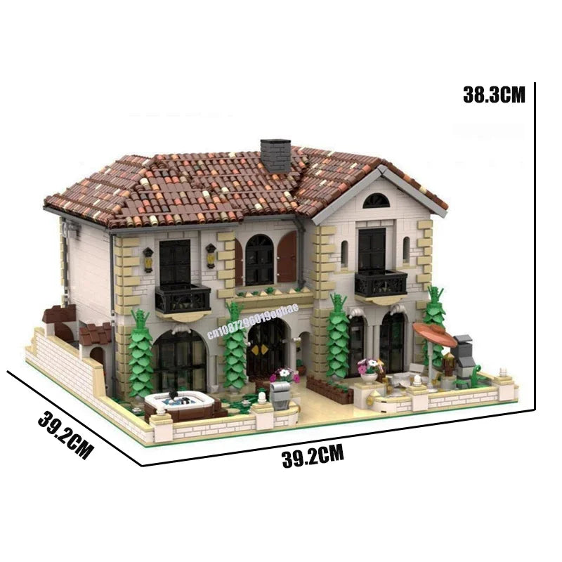 6458PCS City Hot Selling Street View Moc Mediterranean town villa model DIY creative ideas ChildToy Assembly Puzzle birthdayGift