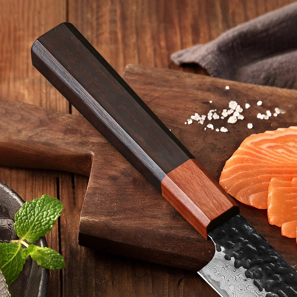 F.YOUNG Japanese Hand Forged Kitchen Knives Damascus Steel Chef Knife Vegetable Slicing Sashimi Utility Cooking Kitchen Utensils