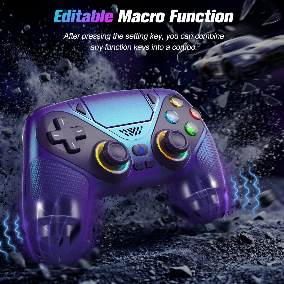 Controller for Playstation 5/PS5/PS5 Pro/Slim/PC,Wireless Gamepads RGB Joystick Turbo/Marco Program Dual Vibrate Game Controle