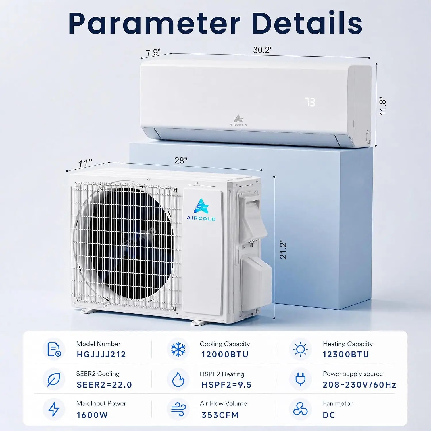 12000 BTU Mini Split AC/Heating System - Upgraded 22 SEER2 Split Unit AC and Heat Pump, 208-230V Quiet Ductless, Customized