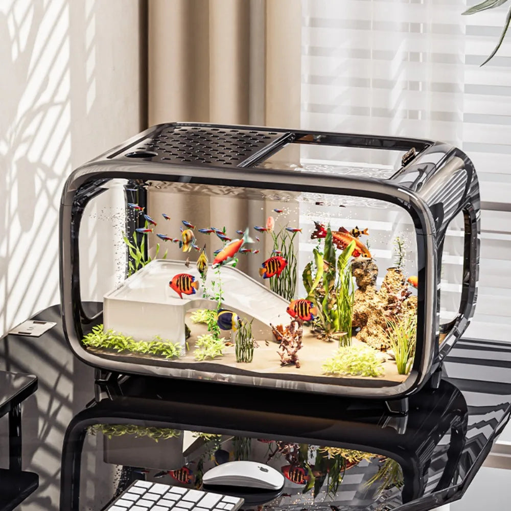 Transparent Luxury Fish Tank Durable Living Room Decoration Small Goldfish Aquarium Drop-resistant Fish Tank Supplies