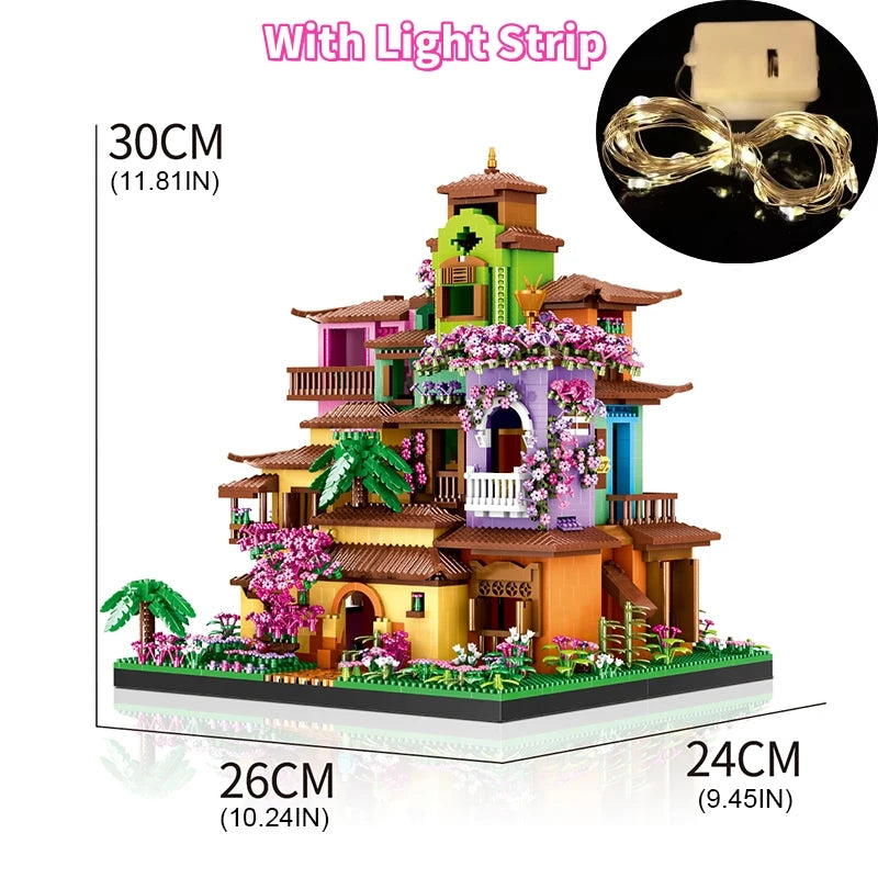 6180PCS Magic Castle Sakura House Building Blocks City Street Model With LED Lights Mini Bricks Toys Children's Christmas Gifts