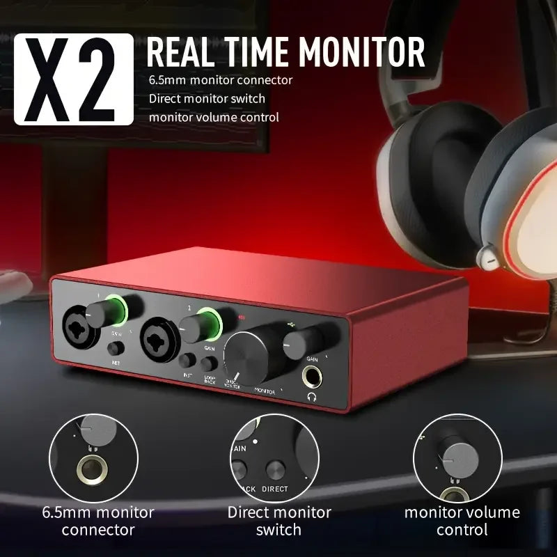Studio Sound Card Professional Recording Sound Card Dubbing Equipment Professional External USB Audio Interface Sound Card Kit