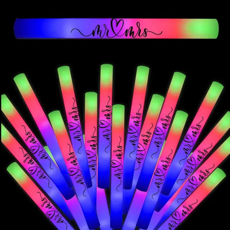 25-100Pcs Led Foam Glow Sticks Wedding Glow Sticks for Reception Light up Sticks Bulk for Wedding Party Concert Party Supplies