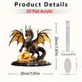 Retro Black Gold Fantasy Flame Dragon Acrylic Figurine Flat Home Desk Decoration Dragon Pattern Birthday Gift
