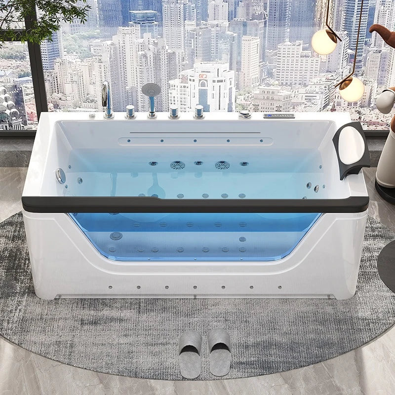 2 Person Acrylic Jacuzzi Hot Tub with Waterfall Whirlpool Massage - Intelligent Heating System, Large Spa Pool for Home Bathroom