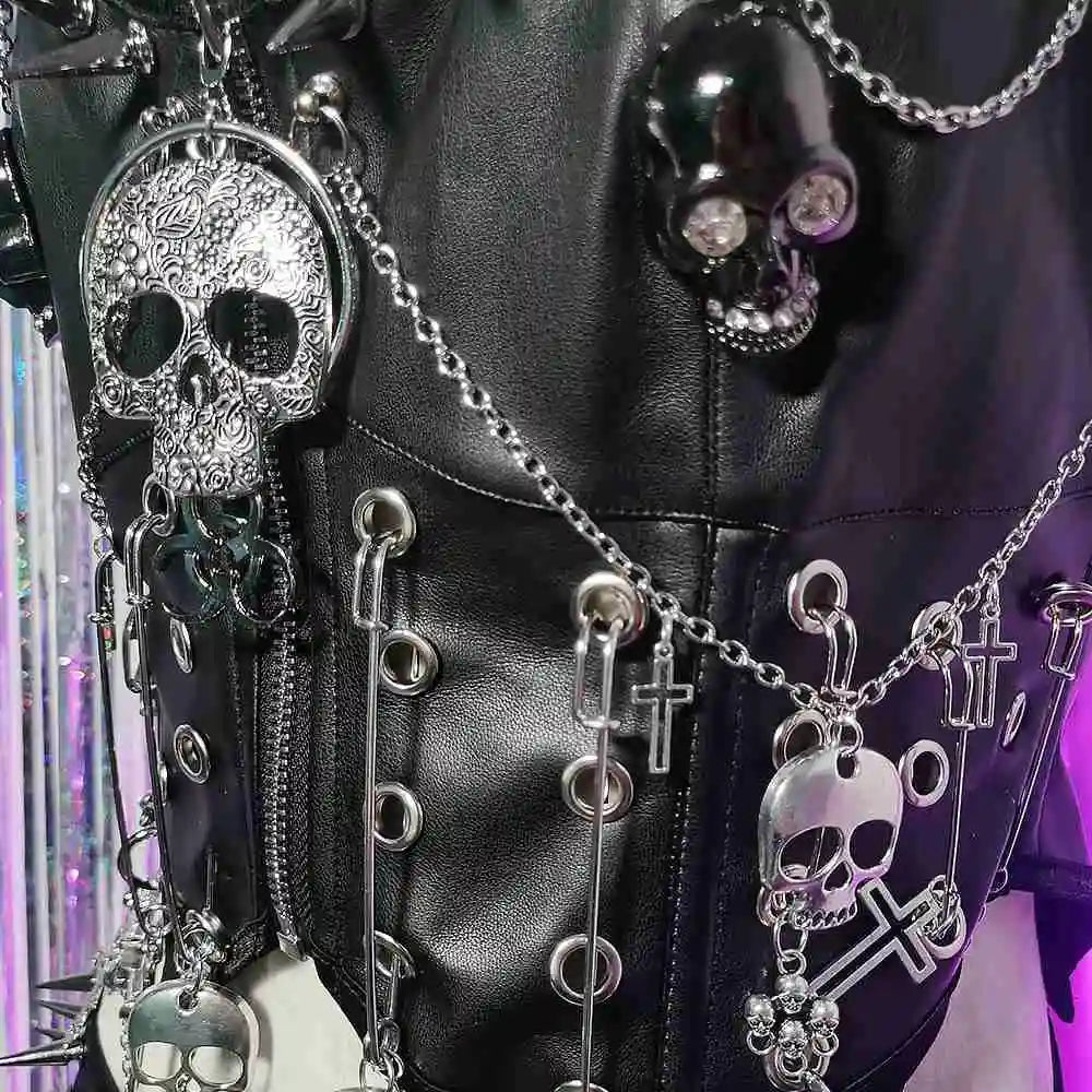 Goth Top Y2K Clothes Women's Tanks Emo Clothing Gothic Boho Tops with Spikes Skull Punk Rock Teens Rave Festival Spiked Grunge