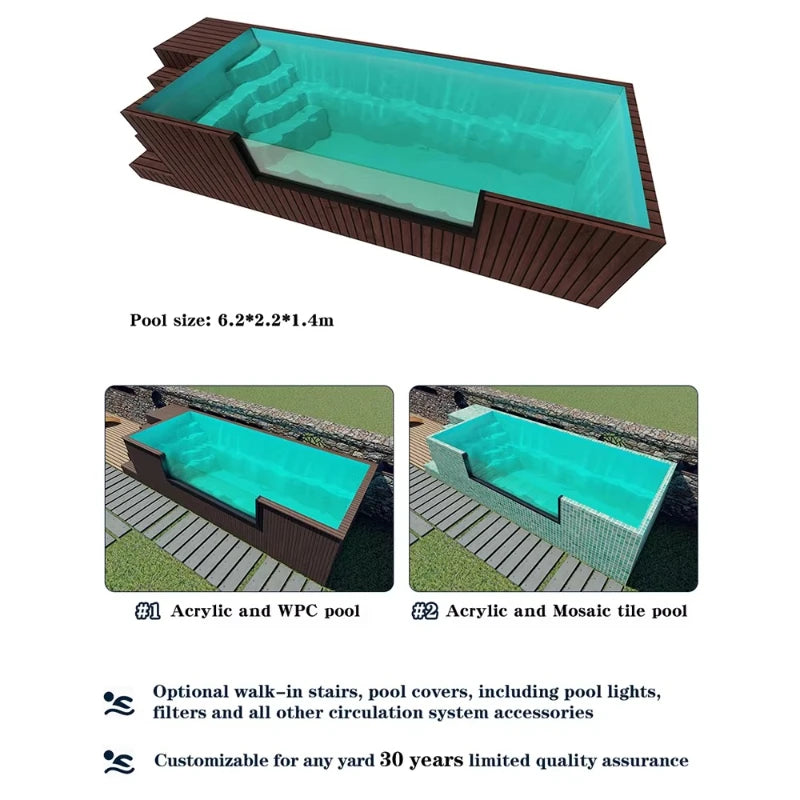 Affordable Container Swimming Pool Prefab Modular Container Swimming Pool Premium Wpc Wooden Outdoor Above Ground Pool