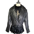 Women's Y2K Goth Black PU Leather Jacket with Spikes  Studded Gothic Emo Spiked Clothing Punk Rock Grunge Rave Festival Coat