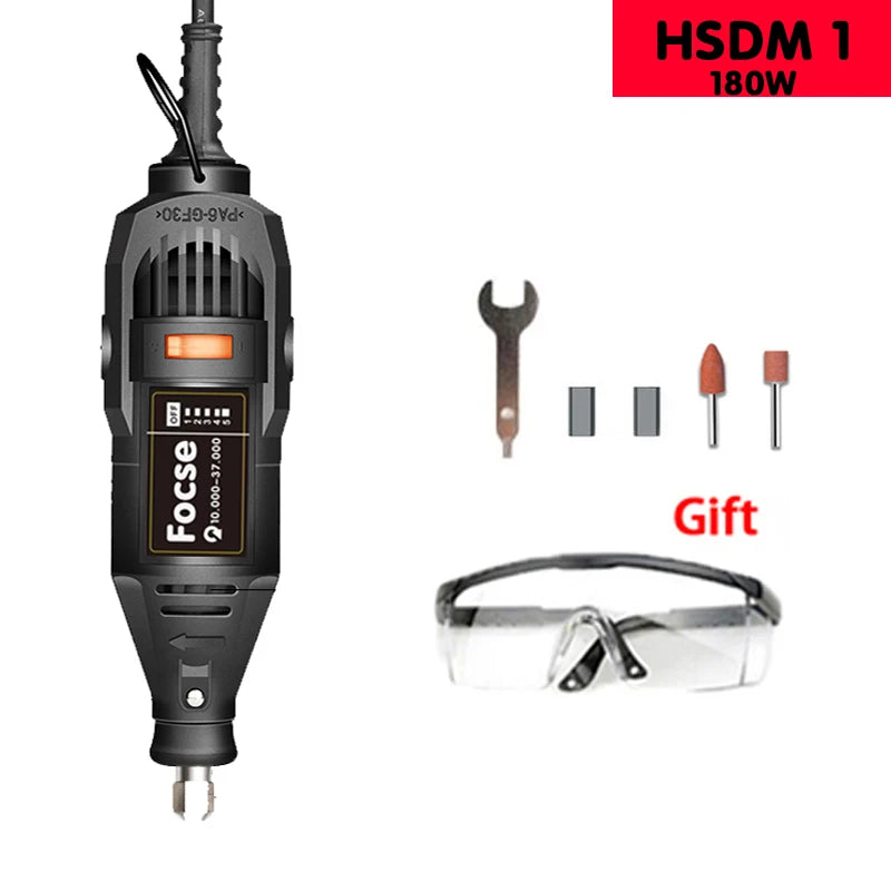 180W Power Electric Mini Drill Engraver Rotary Tool Polishing Grinder Variable Speed Dremel Engraving Pen with Accessories