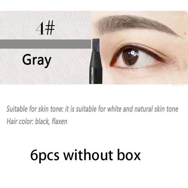 6/12PCS Eyebrow Pencil Hard Core Wholesale Makeup Pull Line Haozhuang Brand Permanent Peel off White Black Waterproof Natural