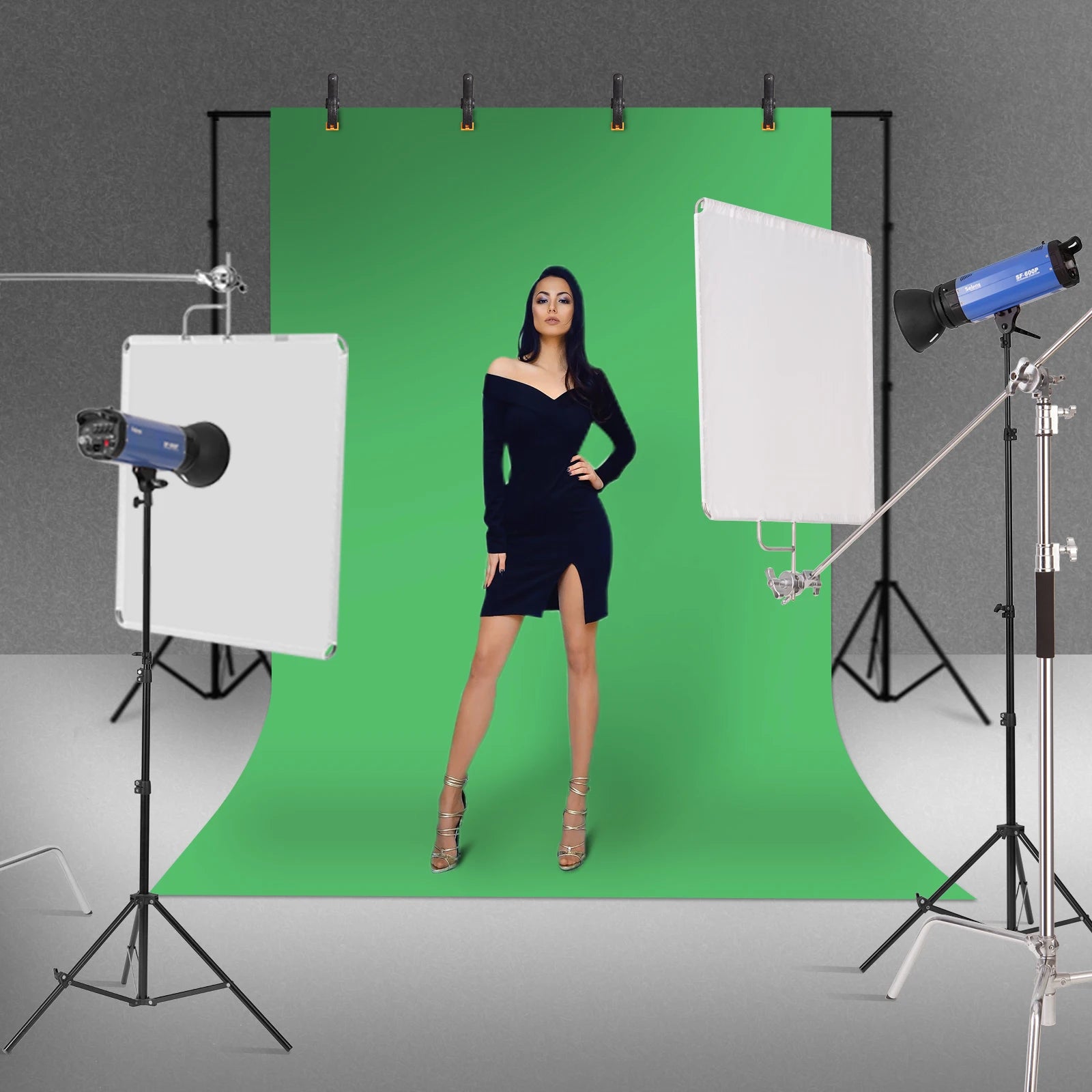 Selens Green Screen Backdrop Chroma key 1.6m x 3m Background for Studio Photo Lighting Green Screen Collapsible Background