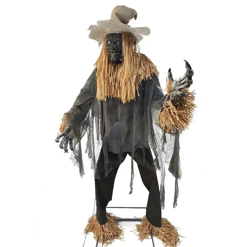 for Halloween 12ft Giant Life Size Skeleton Scarecrow Moving Body Animated Decoration Animatronics
