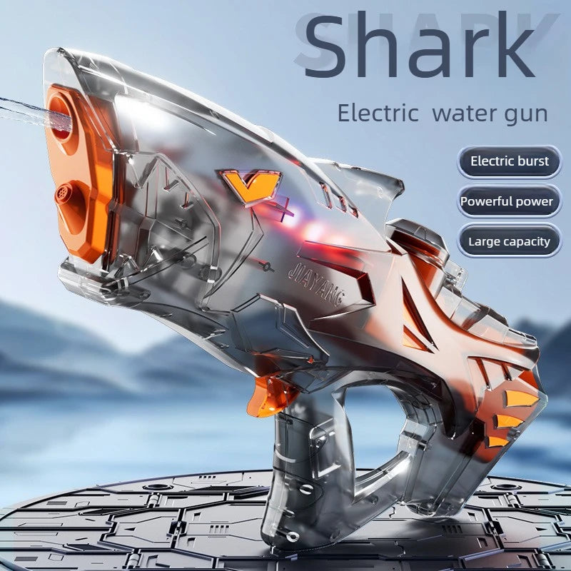 Shark Electric Water Gun Automatic Continuous Firing Squirt Gun  Large Capacity Long Range Shooting Watergun Beach Outdoor Toy