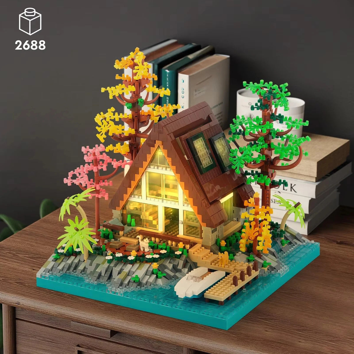 6180PCS Magic Castle Sakura House Building Blocks City Street Model With LED Lights Mini Bricks Toys Children's Christmas Gifts