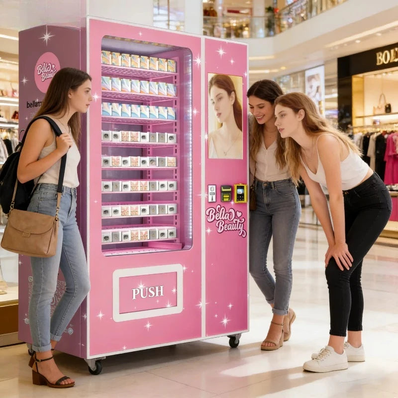 Smart beauty vending machines with card readers, jewelry vending machines, cosmetics vending machines in shopping malls for sale