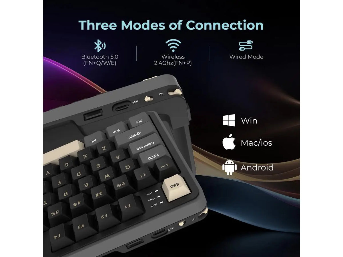 Rosewill Neon S96 Wireless Mechanical Gaming Keyboard, 98-Key Layout w/ Volume Knob, Bluetooth / 2.4GHz / USB-C, Hot-Swappable Brown Switches, RGB Backlit, 3750mAh Battery, Windows & macOS, Black