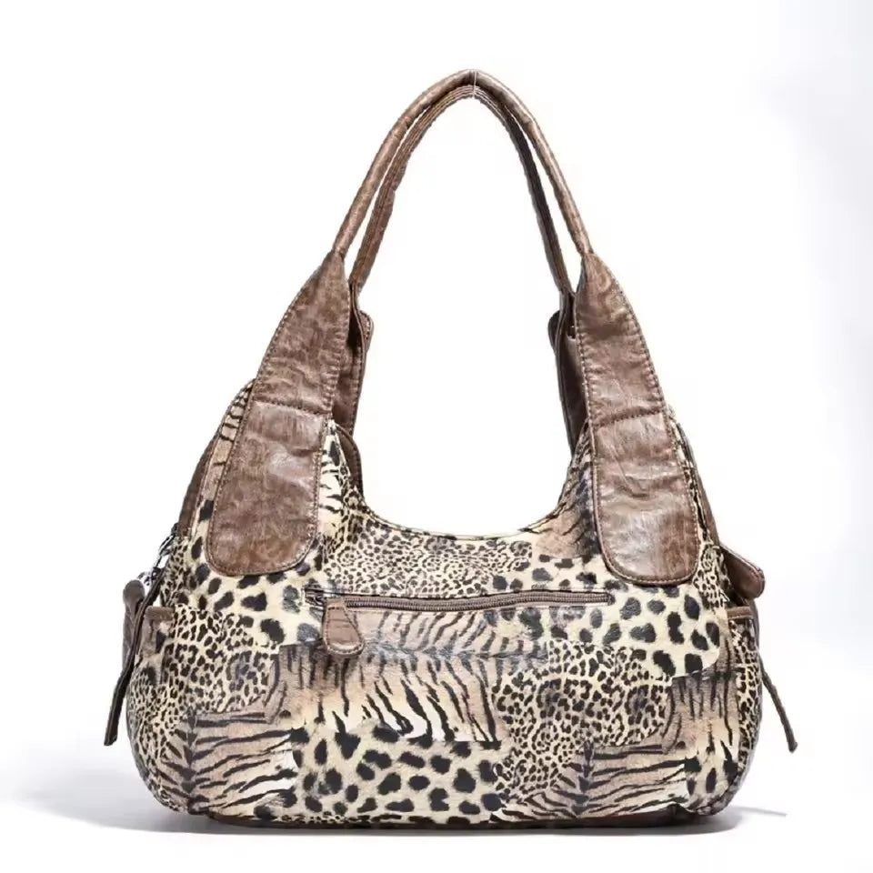 Versatile Women Handbags Leopard Shoulder Bag Top-handle Bag Fashion Satchel Dumpling Pack Shoulder Bag Large Tote Bag Purse