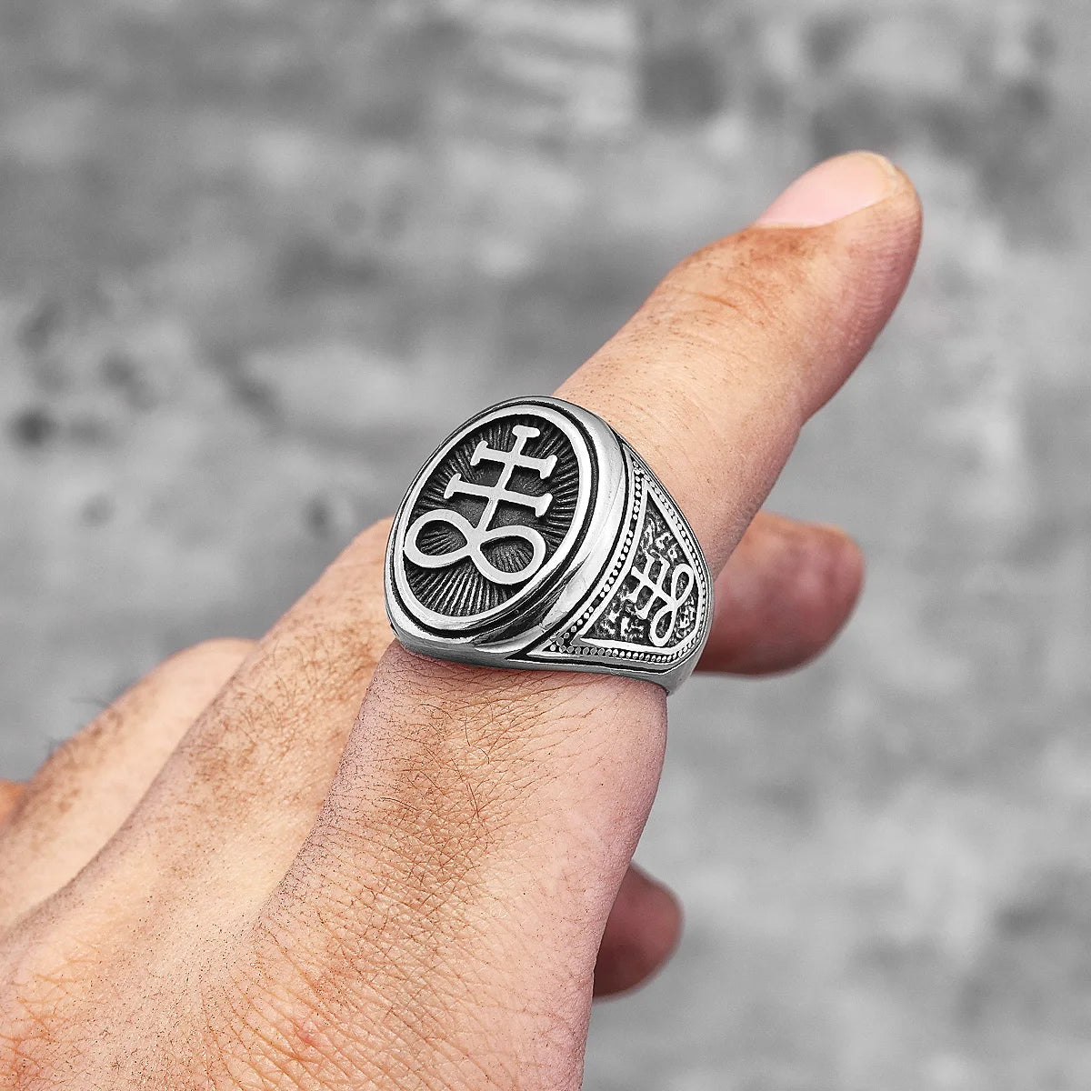Vintage Lucifer Satan Stainless Steel Mens Rings Gothic Unique Punk  for Male Boyfriend Biker Jewelry Creativity Gift Wholesale
