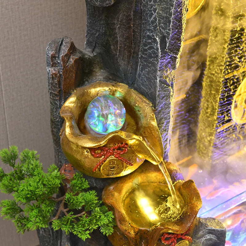 HYS rockery fish tank fountain flowing water ornament living room entrance TV cabinet lucky landscape office floor feng shui