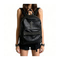 Punk Goth Rivet Skull Pattern Personality Backpacks Large Capacity Commuter Rock Backpack Y2K Black Leather Backpack