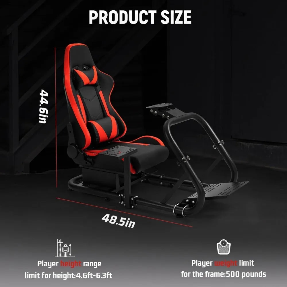 Universal Racing Simulator Cockpit with Seat Ultra Sturdy Steel Wheel Stand