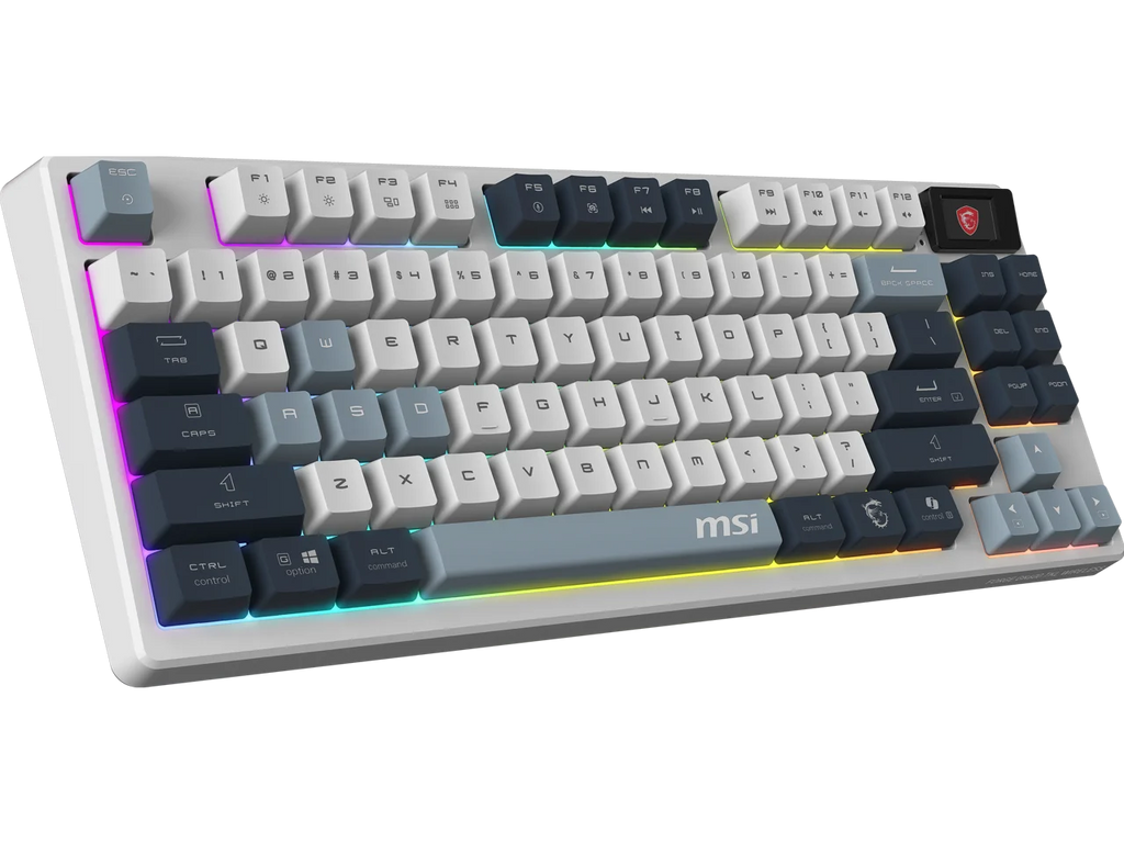 MSI Forge GK600 TKL Wireless Gaming Keyboard - Mechanical Linear Switches, Dye-Sublimated PBT Keycaps, Anti-Slip Base, RGB, USB 2.0, Bluetooth, 2.4 GHz - White