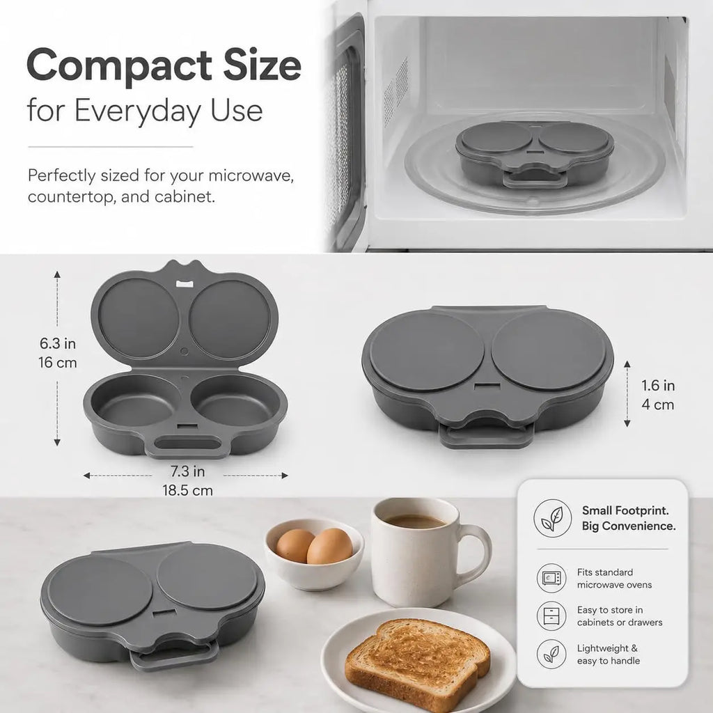 Microwave Egg Cooker Double Cavity Egg Poacher Food Grade Non Stick Egg Steamer Oil Free Breakfast Maker Reusable Kitchen Mold