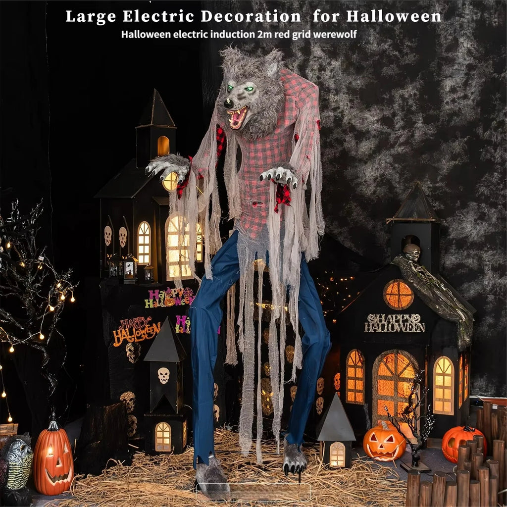 Standing Werewolf Animated Ornament Party Glowing Eyes Halloween Large Electric Induction Swinging Decoration Animatronics Prop