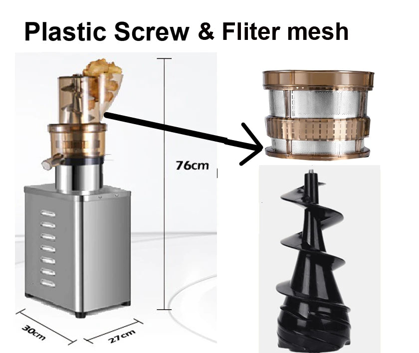 Commercial Use Big Power 1200W Large Inlet Slow Juicer Machine Whole Fruit Apple Pear Orange Cold Press Stainless Steel