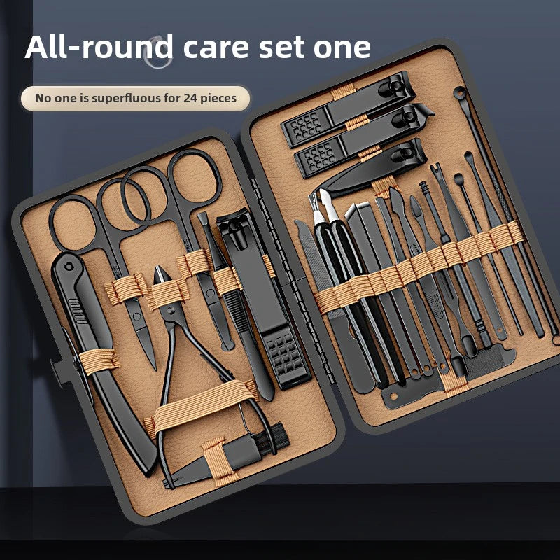 7/16/24Pcs Manicure Set Professional Nail Clipper Pedicure Kit Stainless Steel Nail Care Tool Grooming Kit with Luxurious Travel