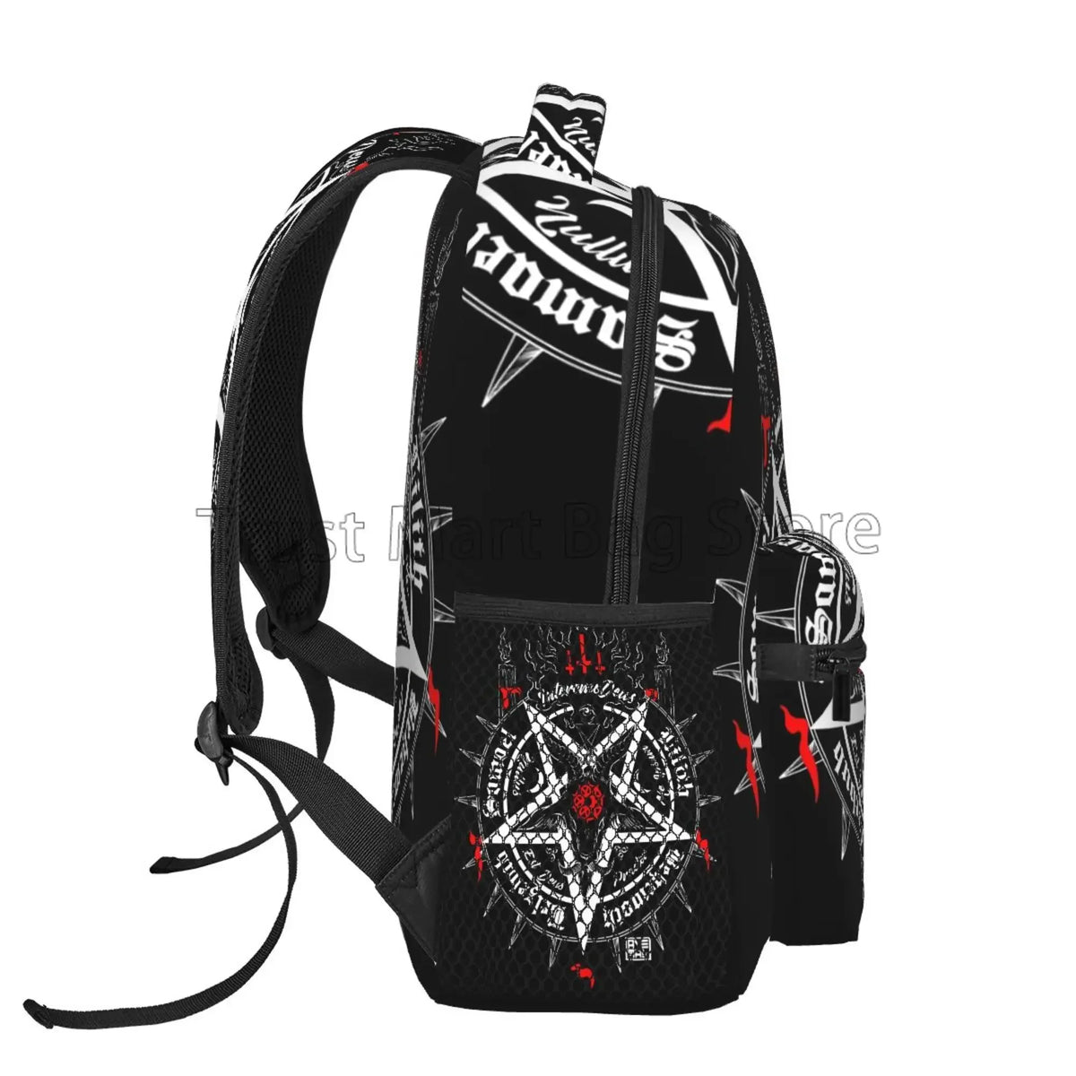 Satanic Occult Black Satan Skull Dead Goat Head Graphic Print Laptop Backpack Unisex Large Casual Shoulder Bags Travel Daypack