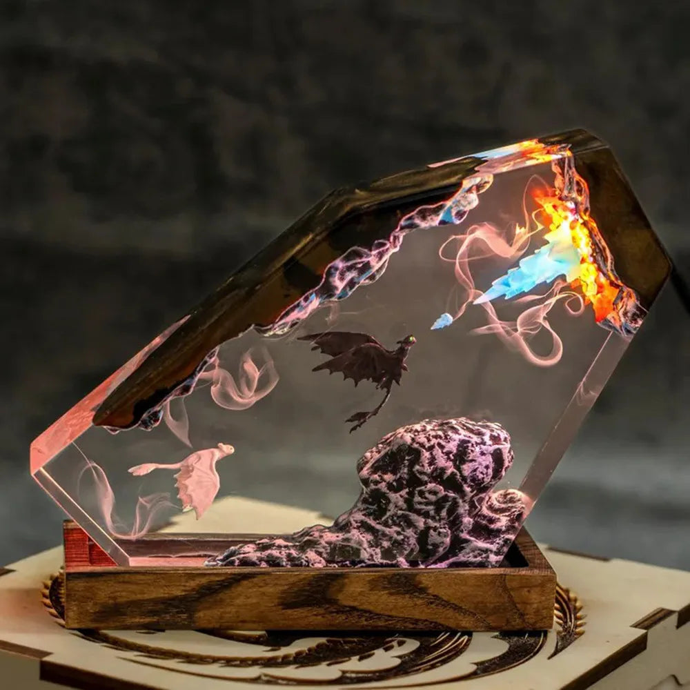 Cross-border Dragon Training Master Resin Light Toothless & Light Fury Night Fury White Epoxy Resin Ornament