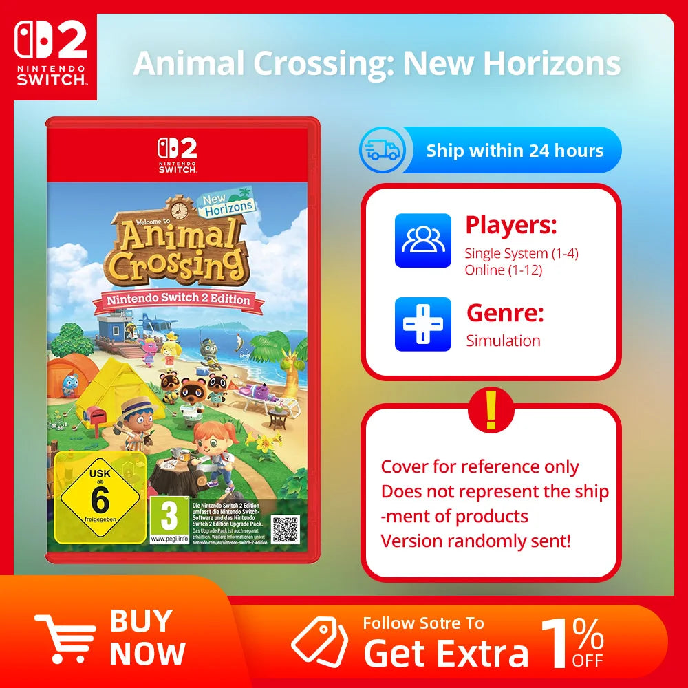 Nintendo Switch 2 Game  - Animal Crossing™ New Horizons - Games Physical Cartridge for Switch 2