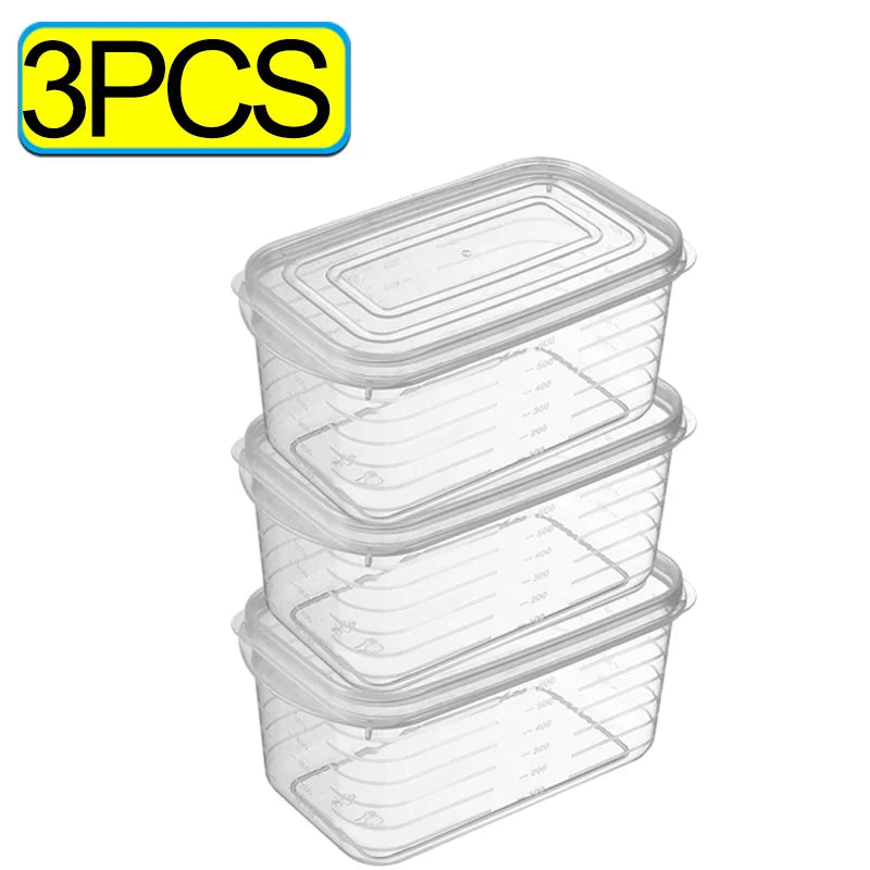 12/1PCS Refrigerator Storage Boxes Kitchen Food Fresh Organizer with Lid Clear Cold Storage Crisper Fruit Spice Food Container