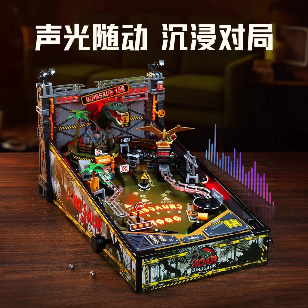 New Dinosaur Lab 3D Pinball DIY Building Blocks Kit MGPO1 LED Light Board Game Diorama Model 3D Assembly Dollhouse Birthday Gift