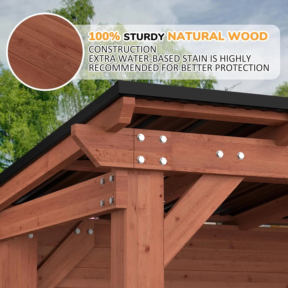 6 x 8.5FT Wood Outdoor Bar Gazebo, Entertainment Bar with TV Mount, Customized