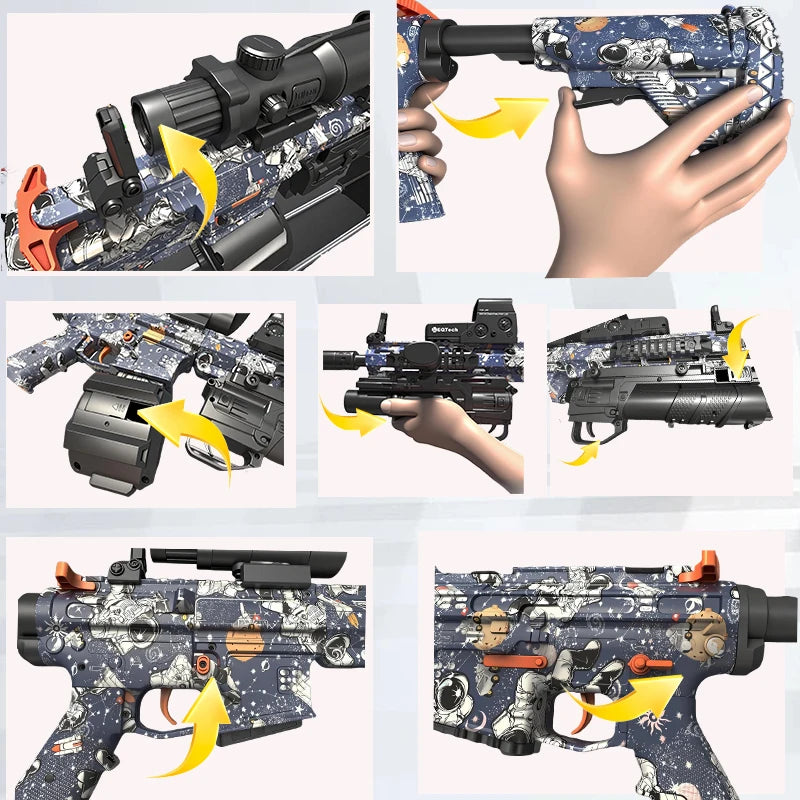 Large Gel Splatter Blaster for Orbeez with Glasses Suitable for Backyard Fun and Outdoor Team Shooting Games, HK416 Full Configuration
